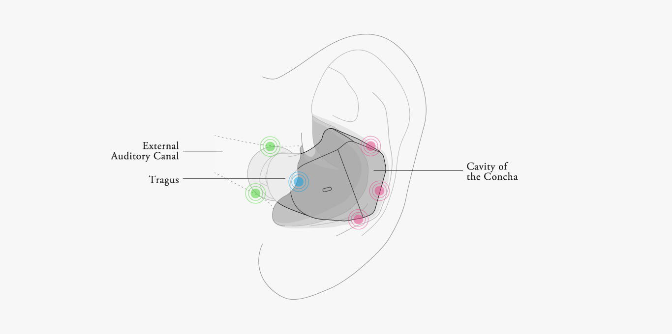 Diagram of the fit of the ZE3000 in the ear